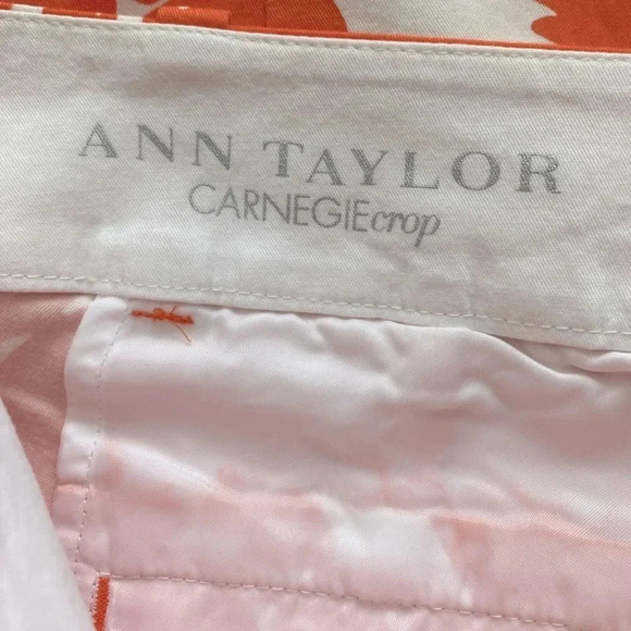 ANN TAYLOR | Carnegie Crop Orange and White Floral Cotton Spandex Pants Size 10 - Picture 8 of 10